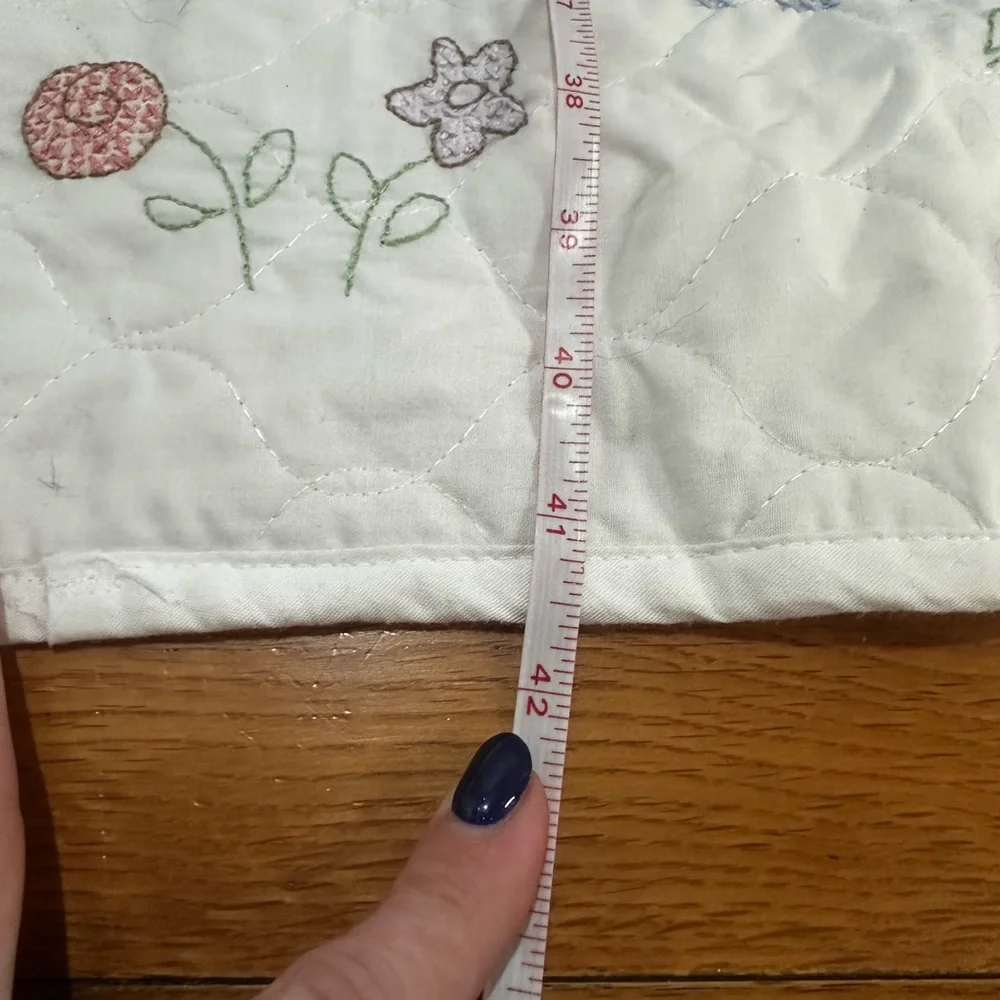 Embroidered Baby Crib‎ Comforter Quilt White Bunny Bear